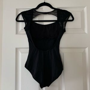 Black Ballet Leotard with Polka Dot Mesh